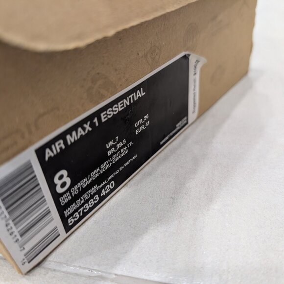 Nike Air Max 1 Essential Dark Obsidian Grey 2012 Size 8 Brand New 537383-420 - Picture 10 of 11